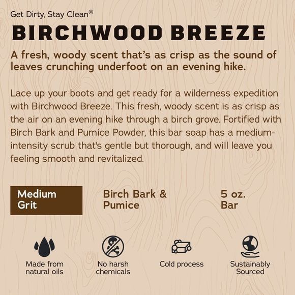 $6❤️‍🔥 LAST 1! Dr. Squatch Organic BIRCHWOOD BREEZE Cold Pressed Soap Bar NEW - Picture 3 of 3